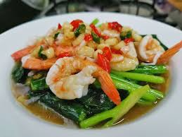 คะน้าฮ่องกงผัดกุ้ง